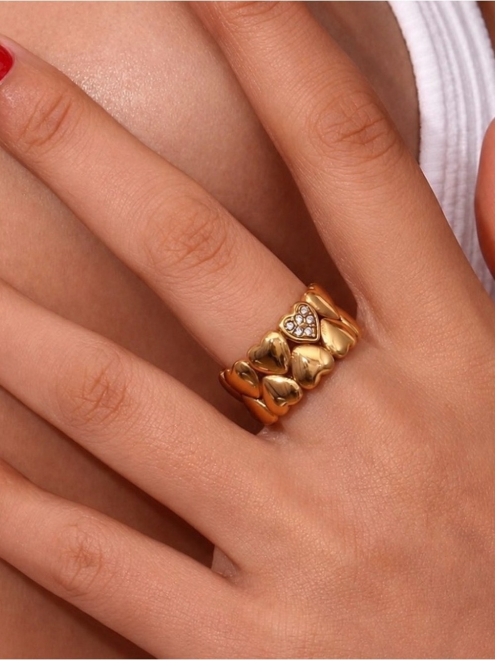 NWT Gold Heart Ring with Pavé Accent Size 7